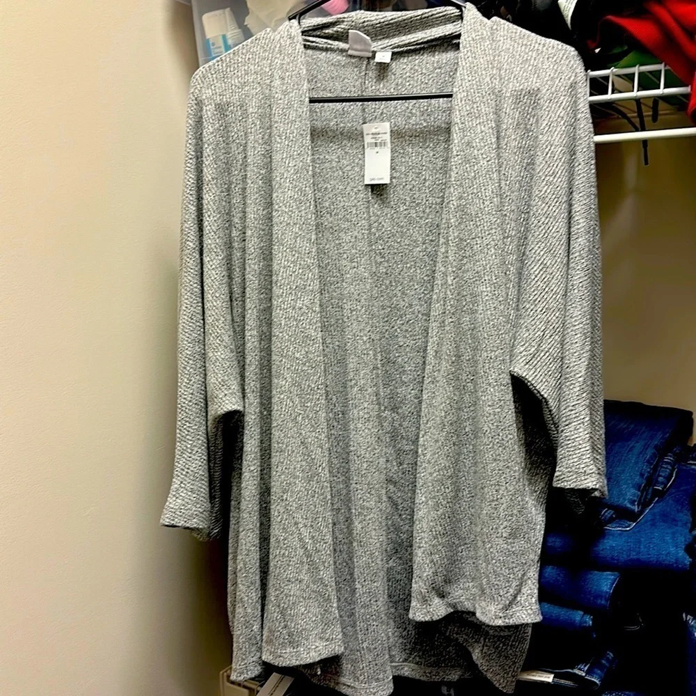 Cascade Drape Front  Ribbed Cardigan - Picture 2 of 7